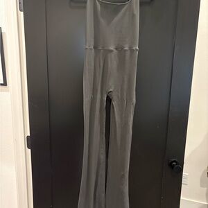 SET Active High-Waist Flare Jumpsuit Pants - Ribbed Charcoal